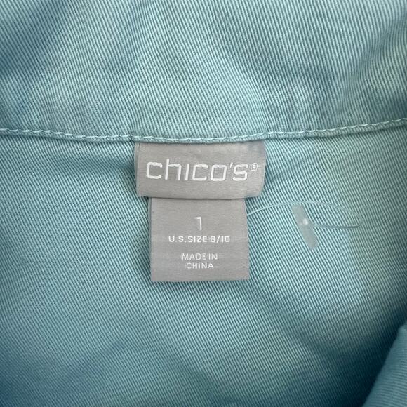 Chicos Powder Blue Women’s Denim Jacket Size 1 US Size 8/10 - Picture 6 of 8